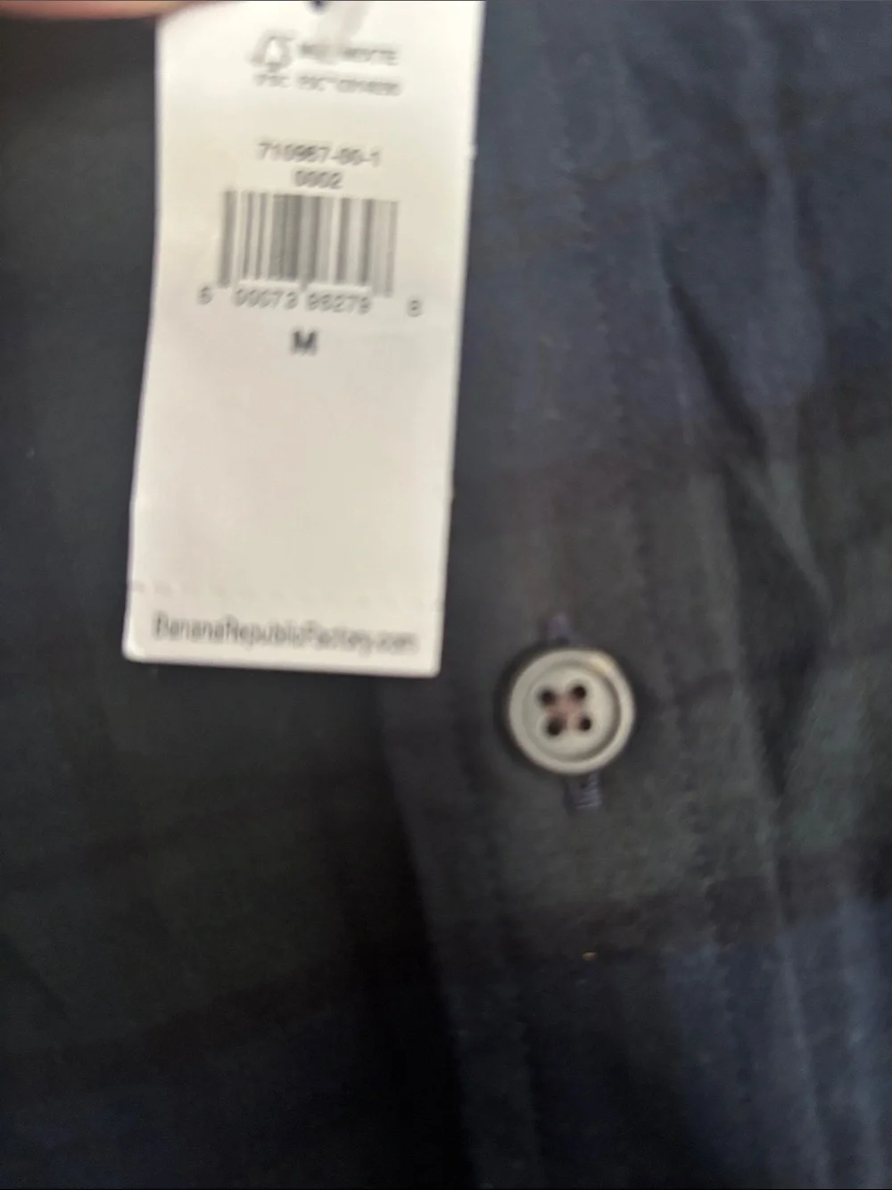 NWT Banana Republic Navy and Green Plaid Button-Down Shirt